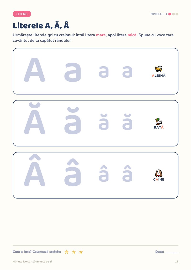 Literele A, Ă, Â